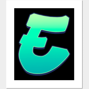 Letter E - Green fade Posters and Art